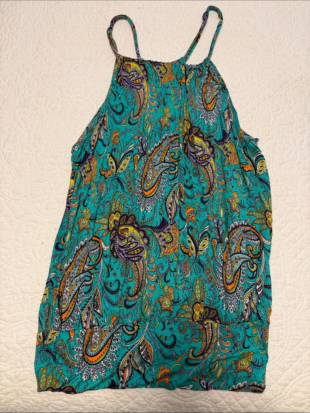 Forever 21 Teal Paisley adjustabl Straps Tank, super soft, like new